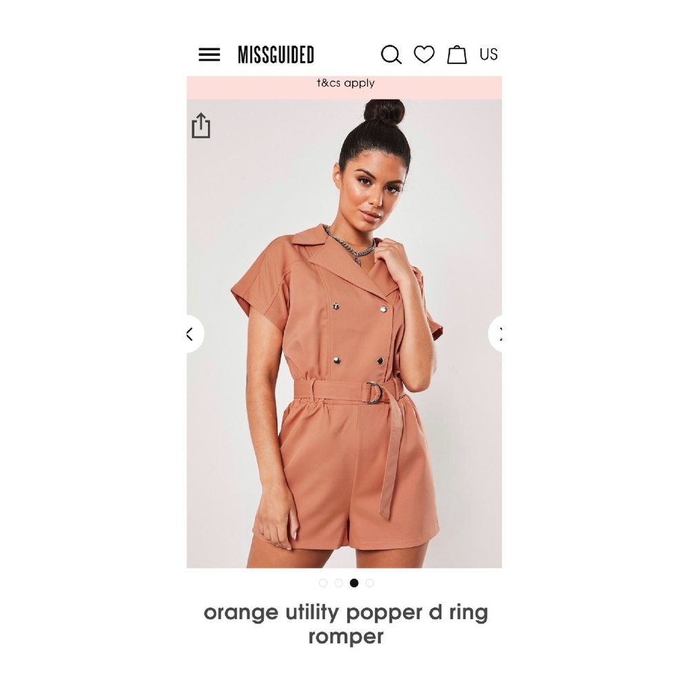 -NEVER WORN W/TAG- Peach Orange Utility Romper